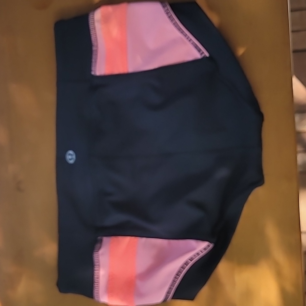 Black and Pink Colorblock Swim Shorts